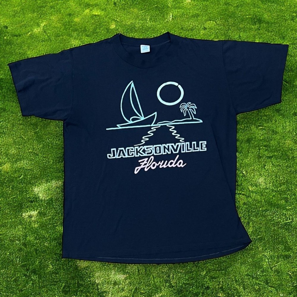 Vintage 1985 Jacksonville Florida Black T Shirt Jerzees Tag Single Stitch XL